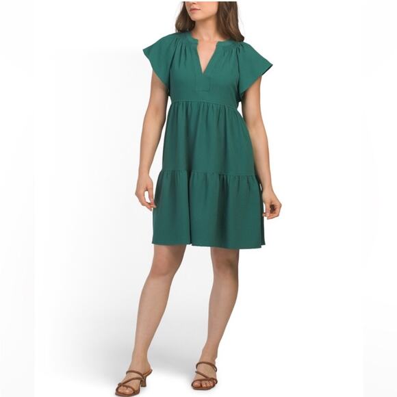 Calvin Klein Orange Flutter Sleeve Tiered Casual Dress Size 8 - Picture 2 of 11